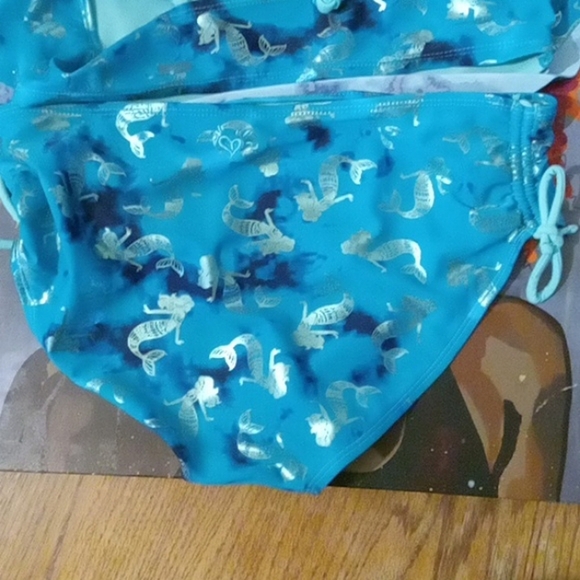 Justice Blue and Silver Kids Mermaid Print Swim Set - Picture 4 of 4